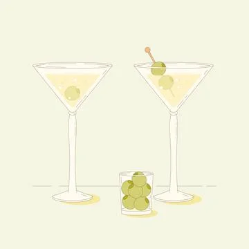 Olive martini drink Stock Illustration