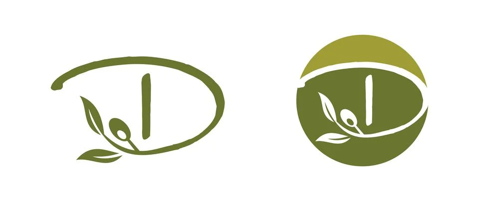 Olive Monogram Initial Letter D Stock Illustration