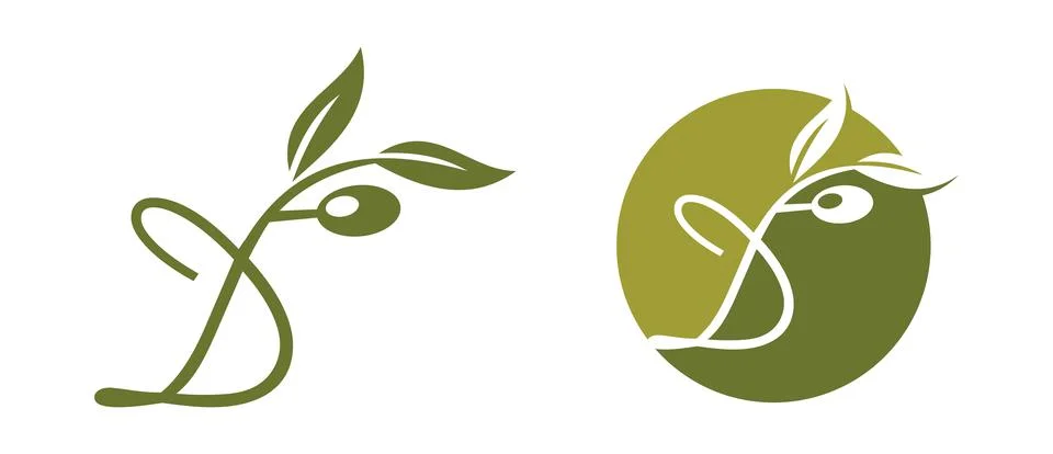 Olive Monogram Initial Letter D Stock Illustration