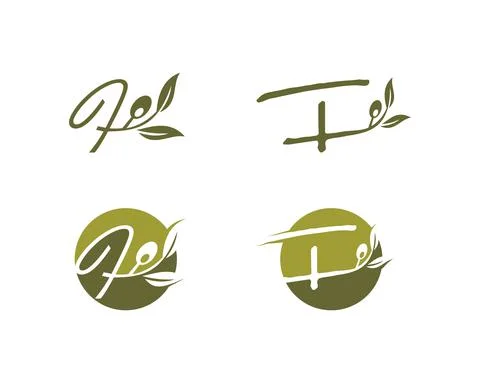 Olive Monogram Logo Initial Letter F Stock Illustration