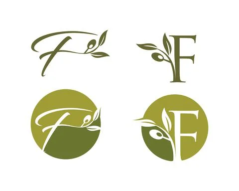 Olive Monogram Logo Initial Letter F Stock Illustration