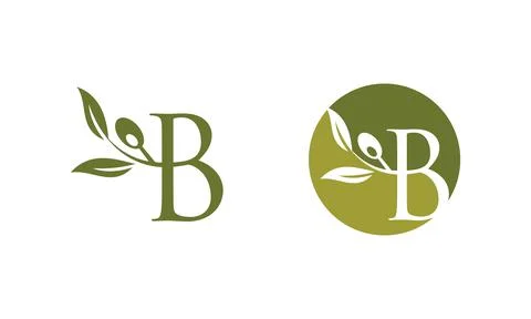 Olive Monogram  Logo Letter B Stock Illustration