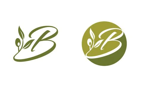 Olive Monogram  Logo Letter B Stock Illustration