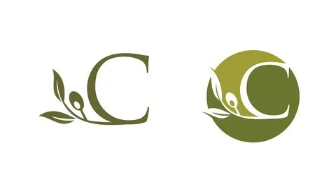 Olive Monogram  Logo Letter C Stock Illustration