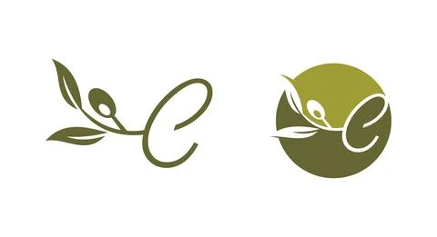 Olive Monogram  Logo Letter C Stock Illustration