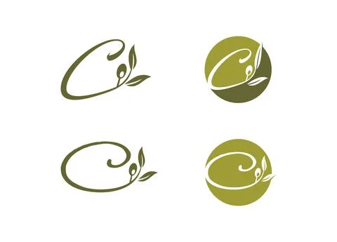 Olive Monogram  Logo Letter C Stock Illustration