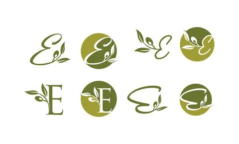 Olive Monogram Logo Letter E Stock Illustration
