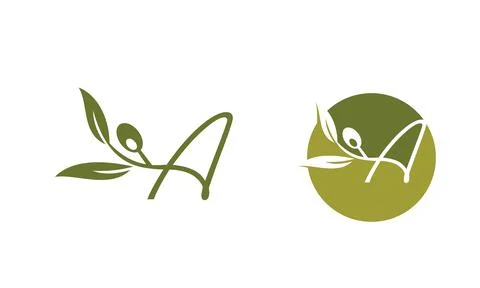 Olive Monogram  Logo Letter A Stock Illustration