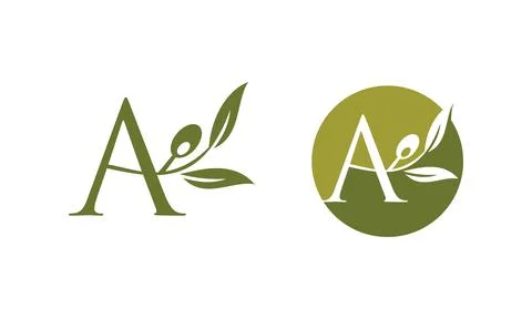 Olive Monogram  Logo Letter A Stock Illustration