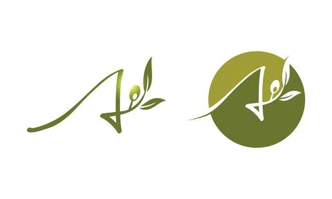 Olive Monogram  Logo Letter A Illustrazione stock