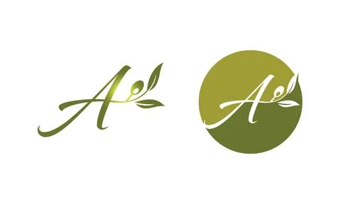Olive Monogram  Logo Letter A Stock Illustration