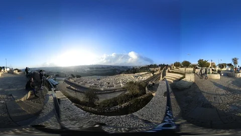 Olive mountain, Jerusalem, Israel VR360 Stock Footage 128974807