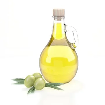 Olive oil bottle. 3D Rendering Stock Illustration
