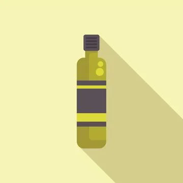 Olive oil bottle casting long shadow on yellow background Stock Illustration