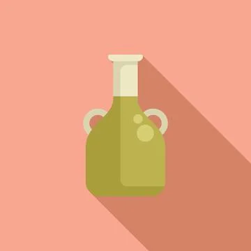 Olive oil bottle casting long shadow on pink background Stock Illustration