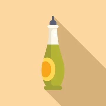 Olive oil bottle with long shadow showing liquid level for cooking and salad Stock Illustration