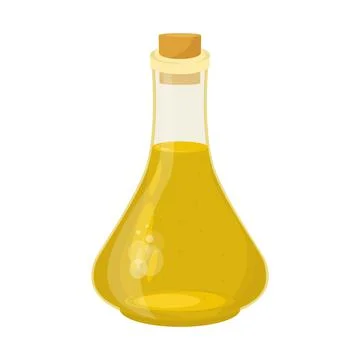 Olive oil in a bottle. Olive tree branch. Stock Illustration