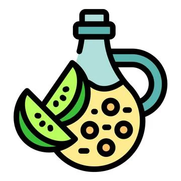 Olive oil bottle with slices of lime, enhancing culinary delights Stock Illustration