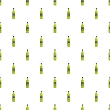 Olive oil bottles creating a seamless food pattern Stock Illustration