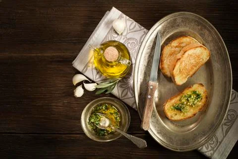 Olive oil with bread Foto stock