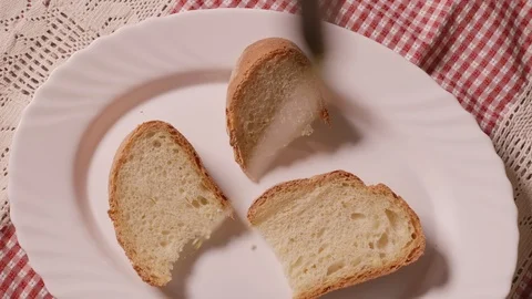 Olive oil on bread - top view Stock Footage 123897283