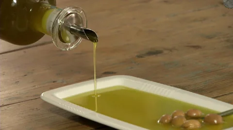 Olive Oil for Breakfast Stock Footage 34525921