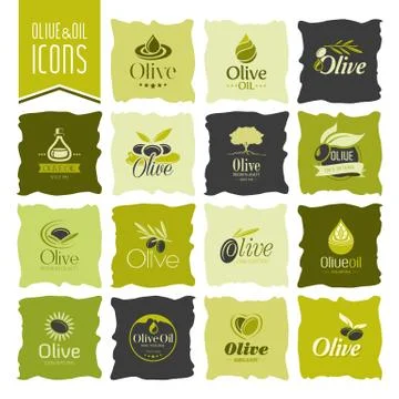 Olive oil icon set Stock Illustration