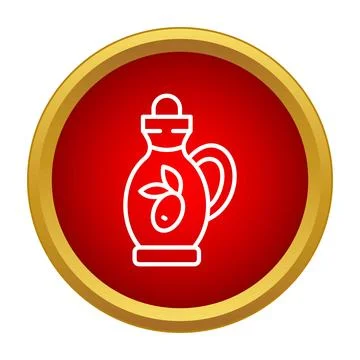 Olive oil jug icon on red background 스톡 일러스트