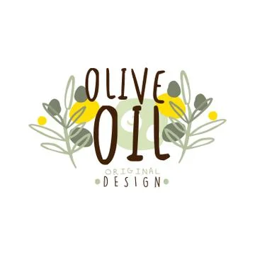 Olive Oil Label With Some Olive Branches vector illustration Stock Illustration