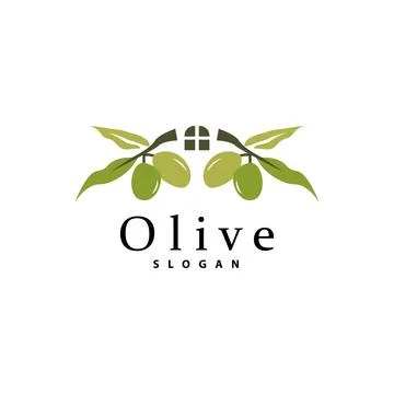 Olive Oil Logo, Olive Leaf Plant Herbal Garden Vector, Simple Elegant Luxur.. Stock Illustration