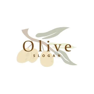 Olive Oil Logo, Olive Leaf Plant Herbal Garden Vector, Simple Elegant Luxur.. Illustrazione stock