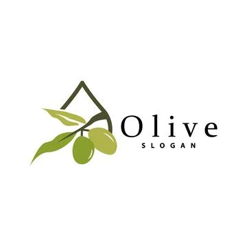 Olive Oil Logo, Olive Leaf Plant Herbal Garden Vector, Simple Elegant Luxur.. Illustrazione stock
