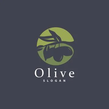 Olive Oil Logo, Olive Leaf Plant Herbal Garden Vector, Simple Elegant Luxur.. Illustrazione stock