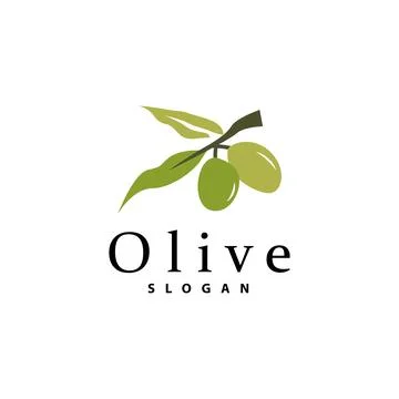 Olive Oil Logo, Olive Leaf Plant Herbal Garden Vector, Simple Elegant Luxur.. Stock Illustration