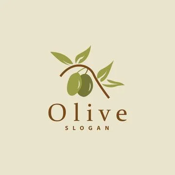 Olive Oil Logo, Olive Leaf Plant Herbal Garden Vector, Simple Elegant Luxur.. Illustrazione stock