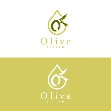 Olive Oil Logo, Olive Leaf Plant Herbal Garden Vector, Simple Elegant Luxur.. Illustrazione stock