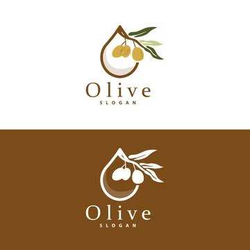 Olive Oil Logo, Olive Leaf Plant Herbal Garden Vector, Simple Elegant Luxur.. 스톡 일러스트
