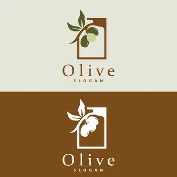 Olive Oil Logo, Olive Leaf Plant Herbal Garden Vector, Simple Elegant Luxur.. Illustrazione stock
