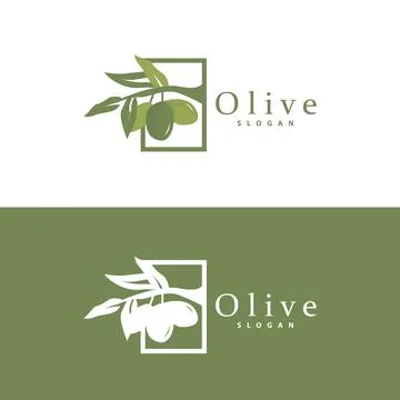 Olive Oil Logo, Olive Leaf Plant Herbal Garden Vector, Simple Elegant Luxur.. Illustrazione stock