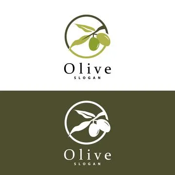 Olive Oil Logo, Olive Leaf Plant Herbal Garden Vector, Simple Elegant Luxur.. 스톡 일러스트