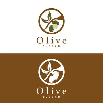 Olive Oil Logo, Olive Leaf Plant Herbal Garden Vector, Simple Elegant Luxur.. Illustrazione stock