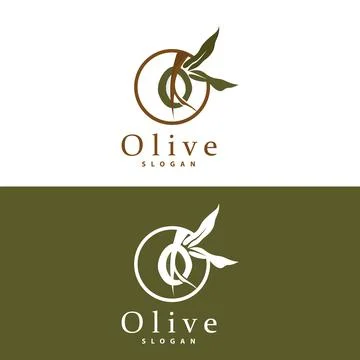 Olive Oil Logo, Olive Leaf Plant Herbal Garden Vector, Simple Elegant Luxur.. Illustrazione stock
