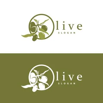 Olive Oil Logo, Olive Leaf Plant Herbal Garden Vector, Simple Elegant Luxur.. Stock Illustration