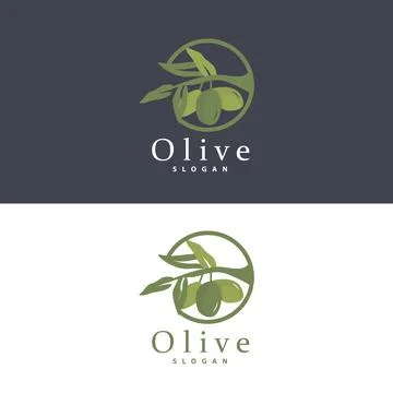 Olive Oil Logo, Olive Leaf Plant Herbal Garden Vector, Simple Elegant Luxur.. Illustrazione stock
