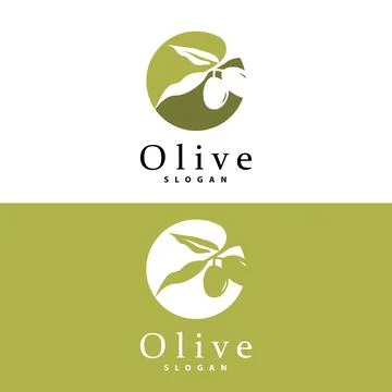 Olive Oil Logo, Olive Leaf Plant Herbal Garden Vector, Simple Elegant Luxur.. Illustrazione stock