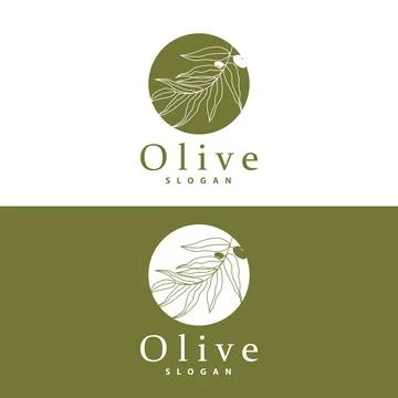 Olive Oil Logo, Olive Leaf Plant Herbal Garden Vector, Simple Elegant Luxur.. Illustrazione stock