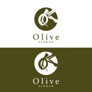 Olive Oil Logo, Olive Leaf Plant Herbal Garden Vector, Simple Elegant Luxur.. 스톡 일러스트