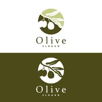 Olive Oil Logo, Olive Leaf Plant Herbal Garden Vector, Simple Elegant Luxur.. Illustrazione stock