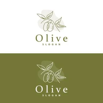 Olive Oil Logo, Olive Leaf Plant Herbal Garden Vector, Simple Elegant Luxur.. Illustrazione stock