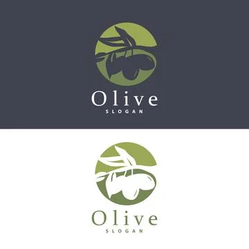 Olive Oil Logo, Olive Leaf Plant Herbal Garden Vector, Simple Elegant Luxur.. Illustrazione stock